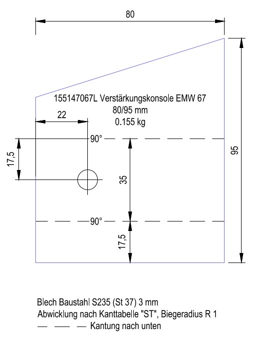 Bild von Verstärkungskonsole EMW  67, VE = 40 Stk.