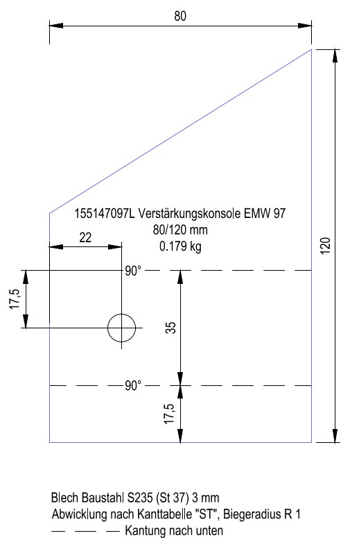 Bild von Verstärkungskonsole EMW  97, VE = 40 Stk.